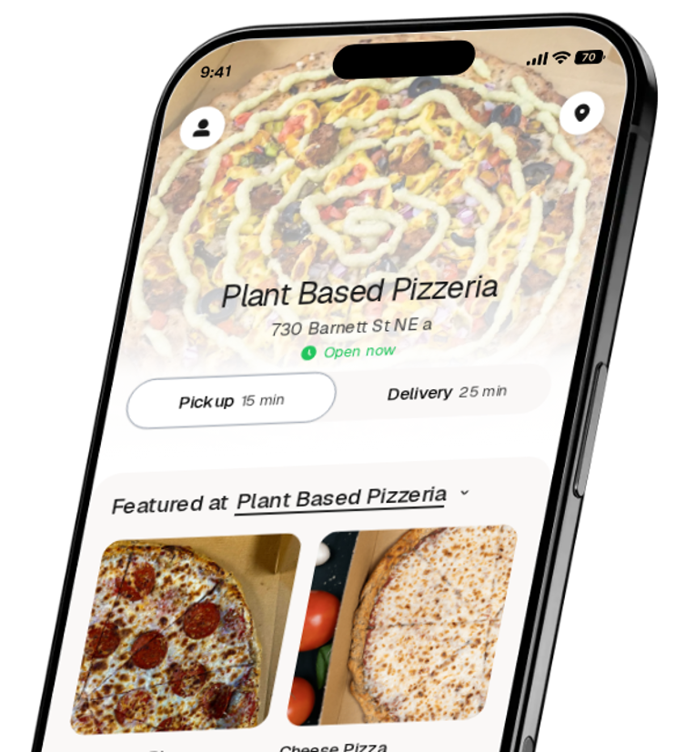 Plant Based Pizzeria app preview
